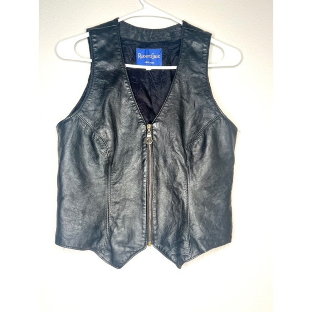Robert Elliot New York Black‎ Leather Zip Front Vest Womens Medium